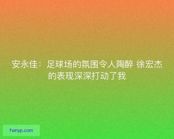 安永佳：足球场的氛围令人陶醉 徐宏杰的表现深深打动了我