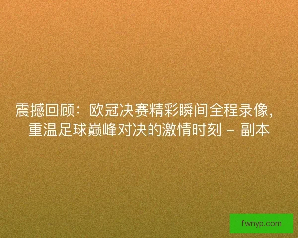 震撼回顾：欧冠决赛精彩瞬间全程录像，重温足球巅峰对决的激情时刻 - 副本